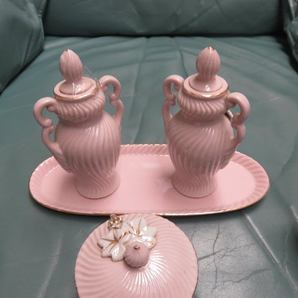 6 PC ANTIQUE PINK JAPAN NUMBERED SET/52/264/VANITY - Picture 6 of 8